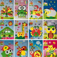 

5 pcs/lot DIY 3D EVA Foam Sticker Puzzle Early Learning Education Toys for Children Cartoon Animal Puzzle