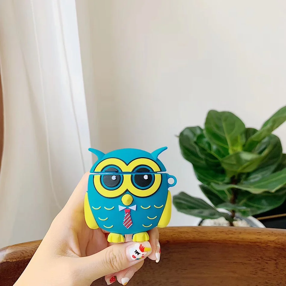 Для AirPods чехол 3D Стерео Милый Мультфильм Сова чехол для наушников для Airpods 2/i10/i11 TWS Защитная крышка с крючок карабина