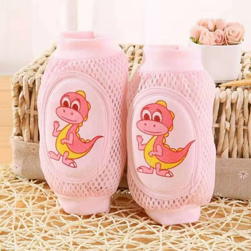 Детские защитные наколенники налокотники для маленьких девочек и мальчиков, Нескользящие гетры - Цвет: Pink dinosaur
