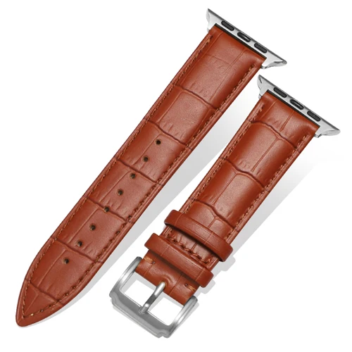 brown Silver Ремешок для apple watch 42 мм 38 мм apple watch 44 мм 40 мм кожаный браслет correa для часов iwatch series 5 4 3 2 1 Аксессуары - Цвет ремешка: brown Silver