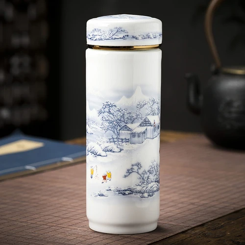 G Style Двухстенная Керамическая бутылка для воды Jingdezhen высококачественные бутылки для воды прямые чашки для кофейные чашки для поездок посуда для напитков гидро колба - Цвет: G Style