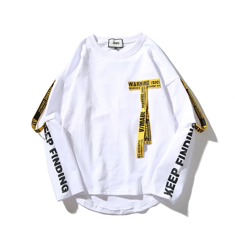 

Fanco Women T-shirt Shirt Printing Letter Ribbon Harajuku Cotton Oversized Long Sleeve Punk T Shirt O-neck Casual Tops Tees