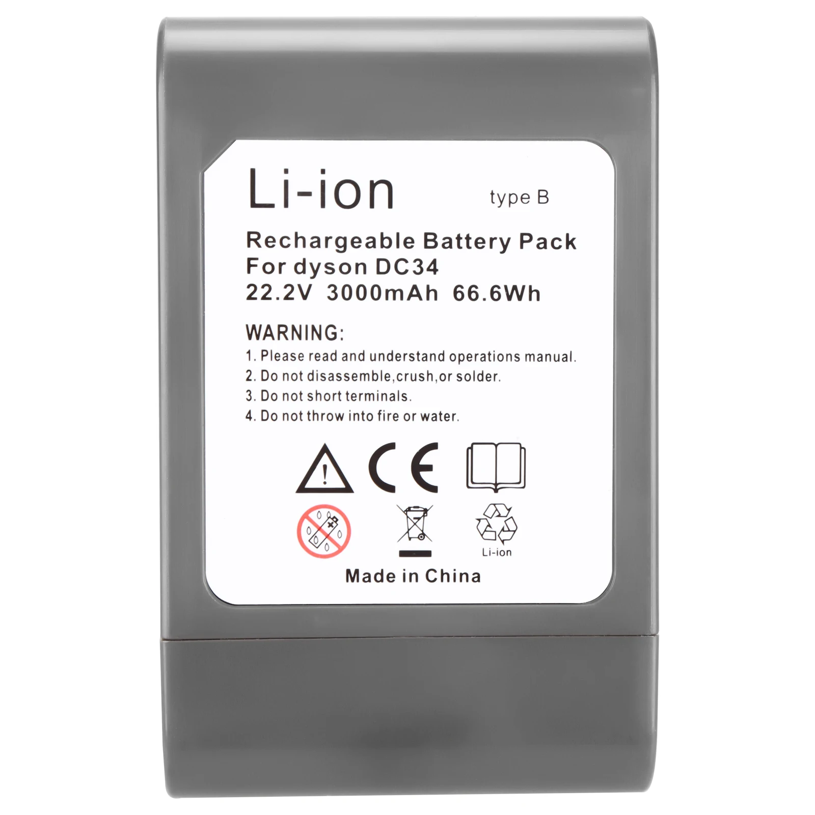 Аккумулятор PROBTY 22,2 V 3000mAh(подходит только для типа B) для Dyson DC31 DC34 DC35 DC44 DC45 серии Аккумуляторный Пылесос li-ion