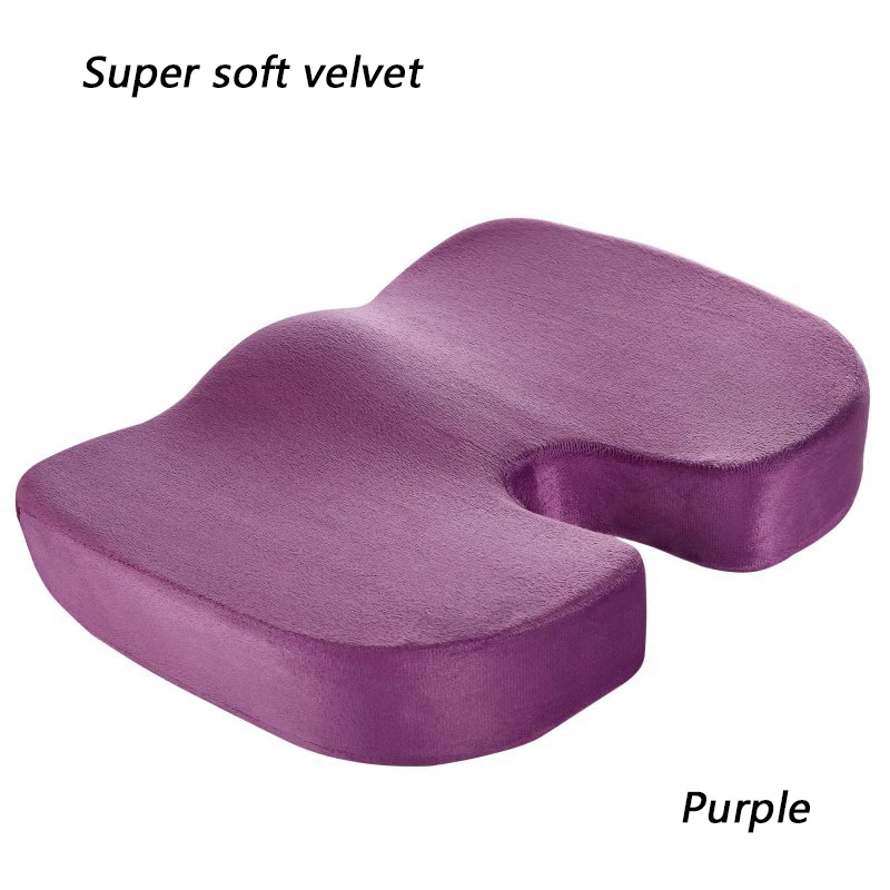 purple plush Эргономичный дизайн, подушка для копчика, гелевая, с эффектом памяти, подушка для сиденья, для автомобиля, радикулит, задняя кость, облегчение боли, Подушка для офиса, подушка для бедер - Цвет: purple plush