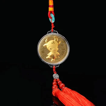 

Lucky 2021 Year of Ox Coin Commemorative Souvenir Tassels Pendant Decoration