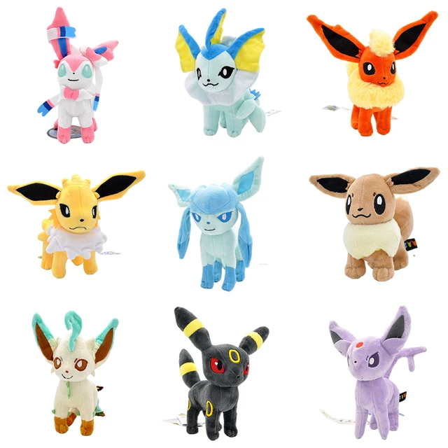 Pokemon Plush Eevee Coleção Brinquedos, Eevee Evolução Umbreon Vaporeon  Sylveon Leafeon Espeon Brinquedos, 10 pcs por lote - AliExpress