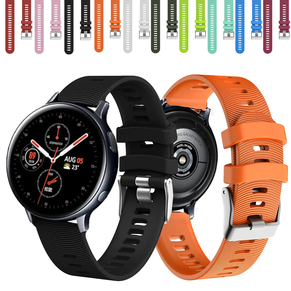 20 мм спортивный силиконовый ремешок для Samsung galaxy watch Active 2 40 44 Active2 Gear S2 браслет