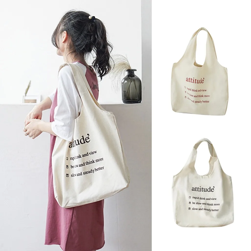 Женская Холщовая Сумка женская хозяйственная сумка с буквенным принтом большие вместительные многоразовые сумки для покупок bolsa reutzable