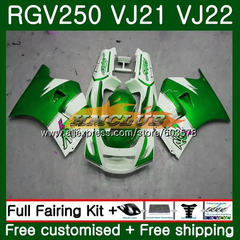 RGV-250 для SUZUKI SAPC VJ21 RGV250 88 89 90 91 92 93 зеленого и белого цветов 17CL. 142 VJ22 RGV 250 1988 1989 1990 1991 1992 1993 обтекатели