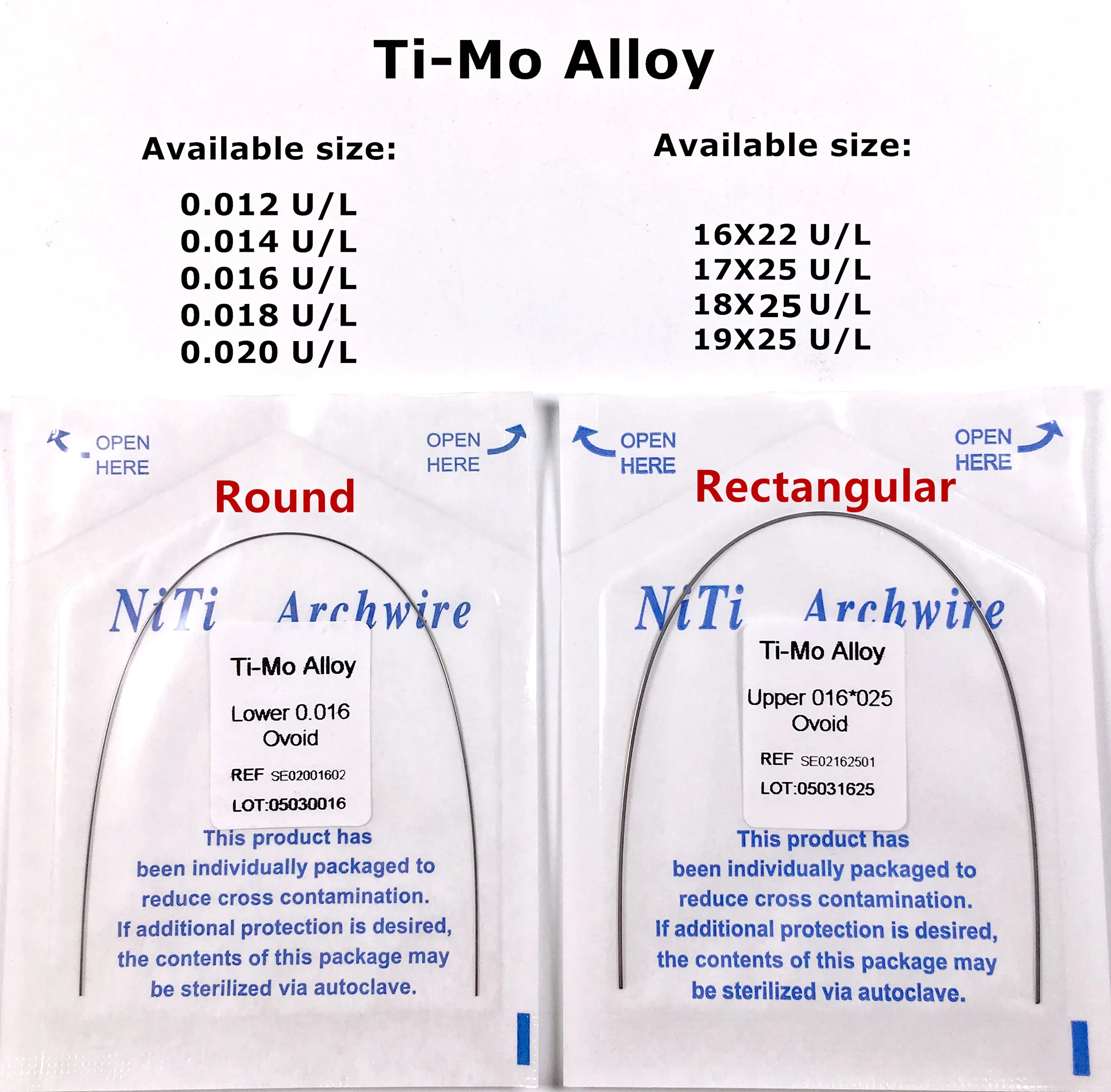 50Pcs Dental TMA Ti Mo Alloy Arch Wires Rectangular Ovoid Brackets