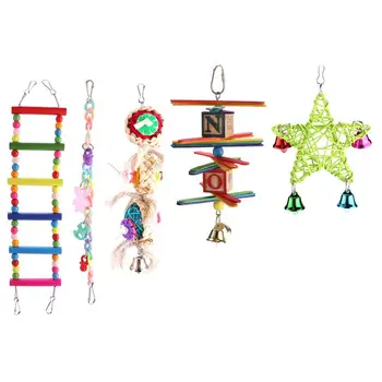 

Parrot Toy Bird Cage Swing Hammock Pet Bird Hanging Bell Hanging Toy Macaw Parrot Love Bird Finches Brids Toy Supplies Set