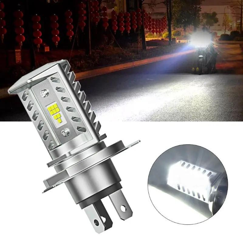 

H4 15W CSP 9SMD LED Motorcycle Headlight Bulb HID Hi/Low Beam 1600LM High Power