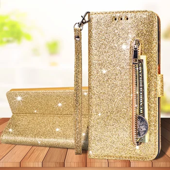 

For Samsung Galaxy A50s A50 A40 A30S A30 A20 A20e A10 A10e A60 A30s Glitter Zipper Wallet Card Slots Phone Leather Case Cover