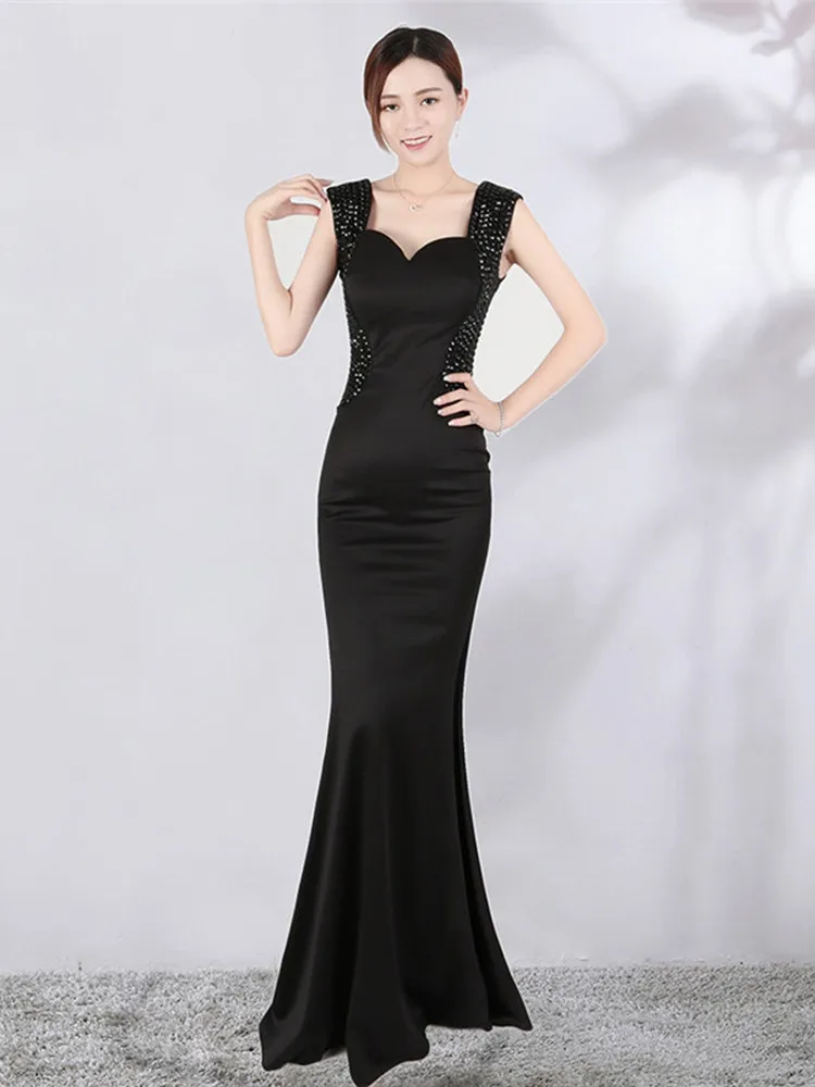 Skyyue вечернее платье без рукавов robe De Soiree Спинки женские вечерние платья 2019 однотонные элегантные вечерние платья C136