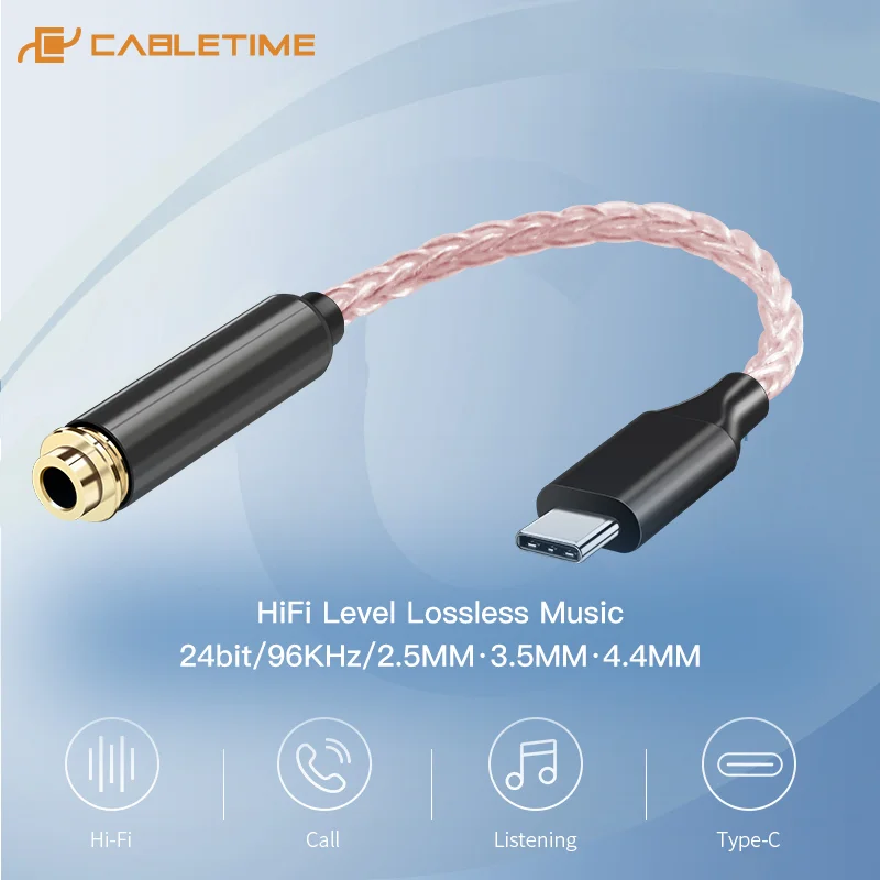 CABLETIME обновления Hifi кабель из меди USB C Тип до 3 5 мм усилитель для наушников аудио
