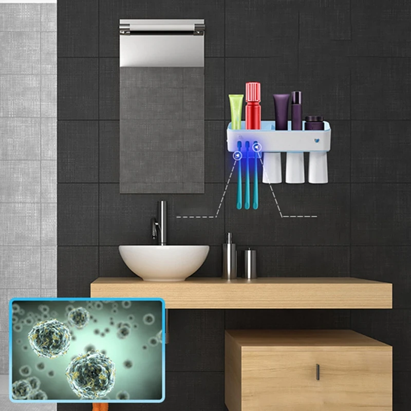 Toothbrush Holder, Magnetic Toothbrush Holder and Multifunctional Bathroom Organizer Suction Pad Wall Mount for Bathroom