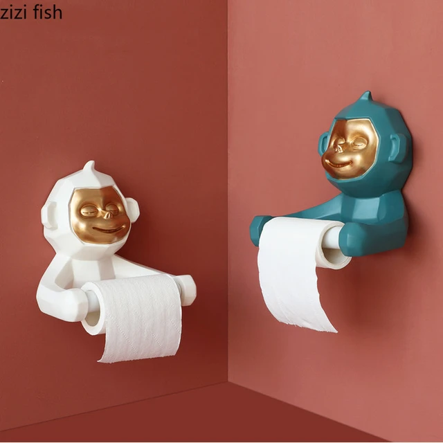 Monkey Decorative Tissue Holder Cartoon Animals Resin Paper Roll