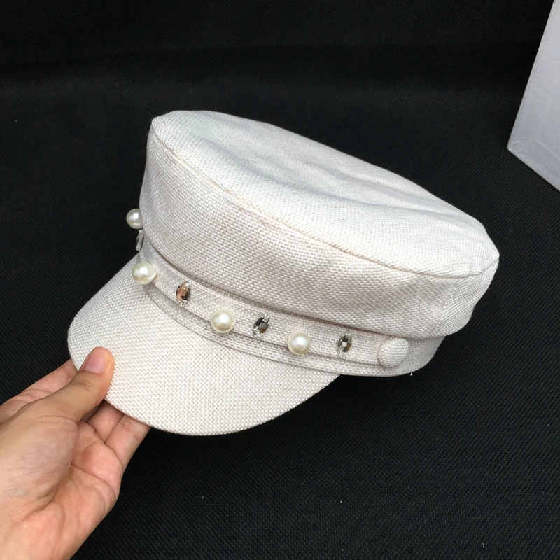 

New the spring and autumn period and the linen han edition fashion female elegant French navy little fresh holiday sunsh