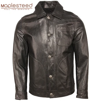 

Men Leather Jacket 100% Oil Waxed Sheepskin Soft Thin Genuine Leather Jacket Man Skin Coat Autumn Male Clothing Spring M369