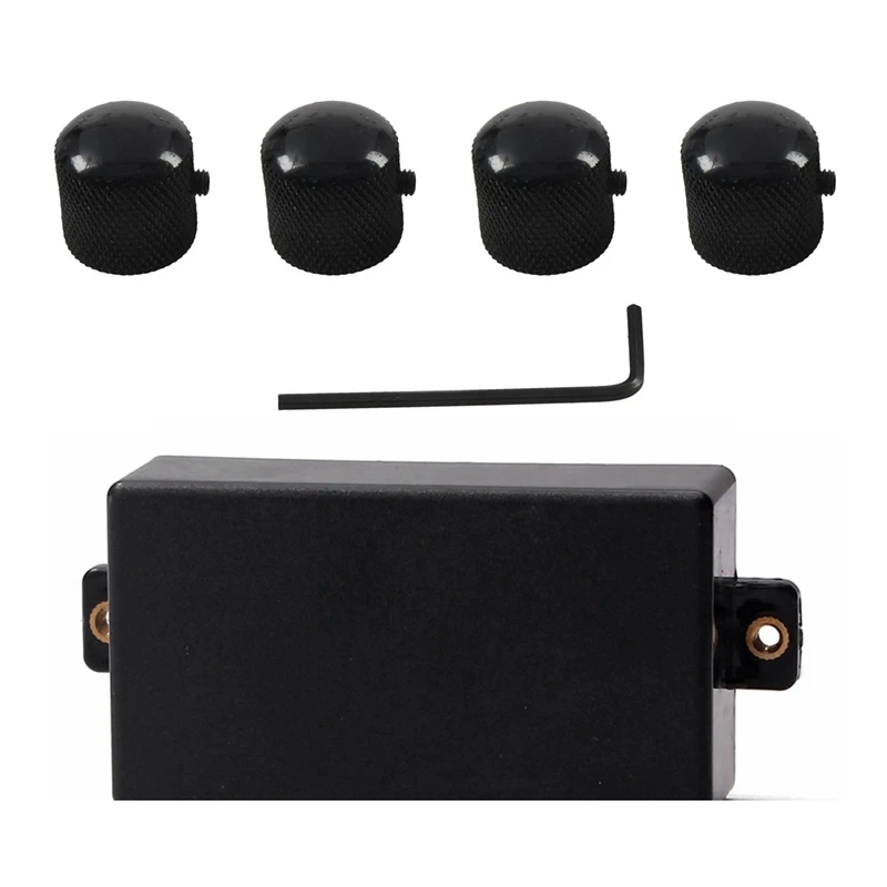 

4Pcs Guitar Dome Control Knobs for Fender Tele Replacement Black with 1Pcs Plastic Sealed Humbucker Pickup Cover Fit SQ ST Picku