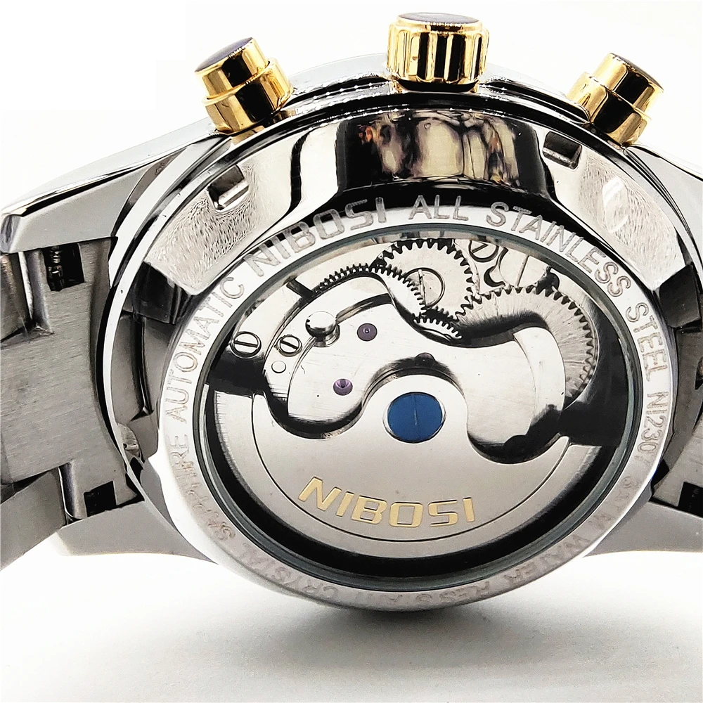 Nibosi Automatische Herenhorloges Chronograaf Modemerk Luxe Mechanisch Horloge Heren Casual Waterdichte Klok Relogio Masculino