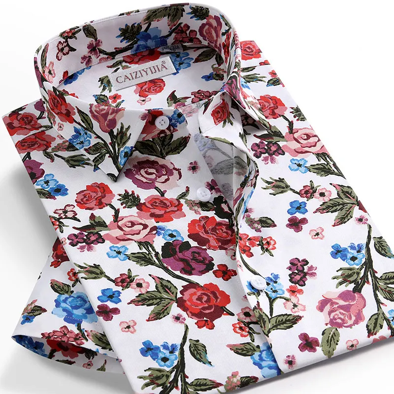 Summer New 60% Cotton Short Sleeve Men's Floral Printed Shirt Social Regular Fit Luxury Fashion Soft Men Casual | Мужская одежда