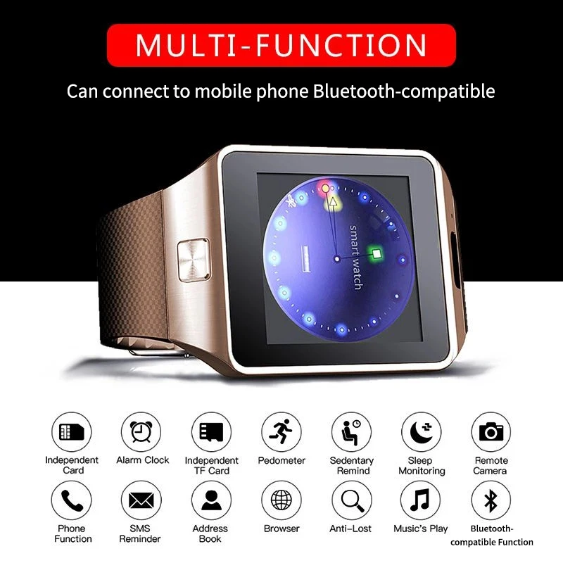 DZ09 Smart Watch+ Support TF SIM Camera Men Women Sport Bluetooth-compatible  Wristwatch for Samsung Huawei Xiaomi Android Phone