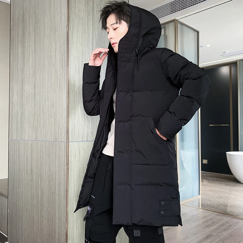 メンズミディアムとロング韓国の冬服,フード付きコットン