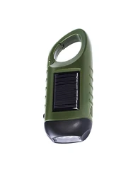 Hand Crank Solar Powered Flashlight Emergency Rechargeable Torch Carabiner USB/Solar Charging For Outdoor Camping Mountaineering