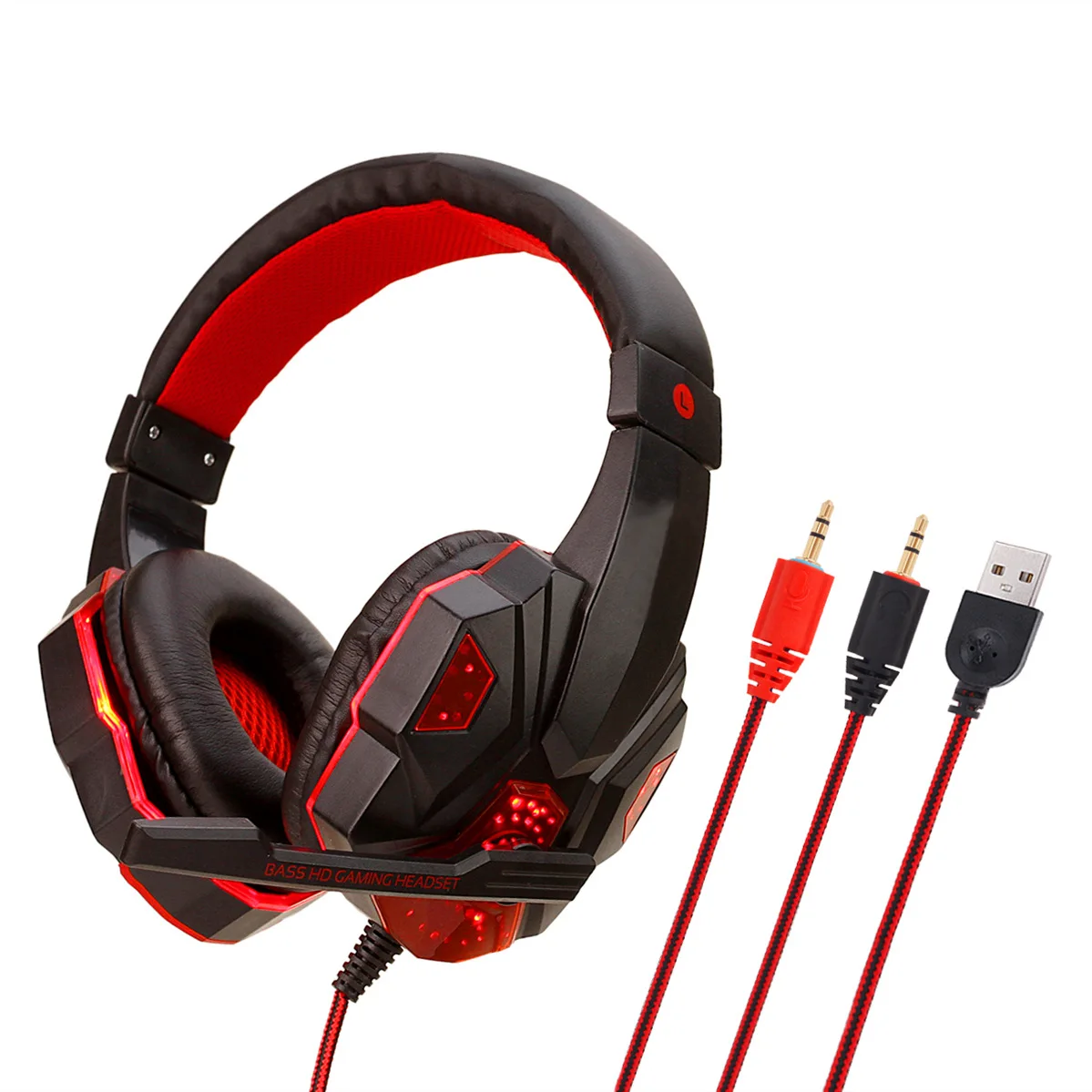 Gaming Headset Headphones Luminous Mic Stereo Earphone Deep Bass For PC Computer Gamer Laptop PS4 Headphone Sport Auriculares