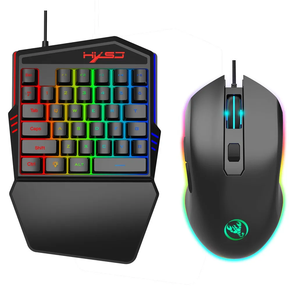 A HXSJ J100+ A866 игровая клавиатура мышь комплект 35 клавиш мини USB Проводная клавиатура с одной рукой+ мышь подарок тип-c мышь ПК геймер компьютер - Цвет: A