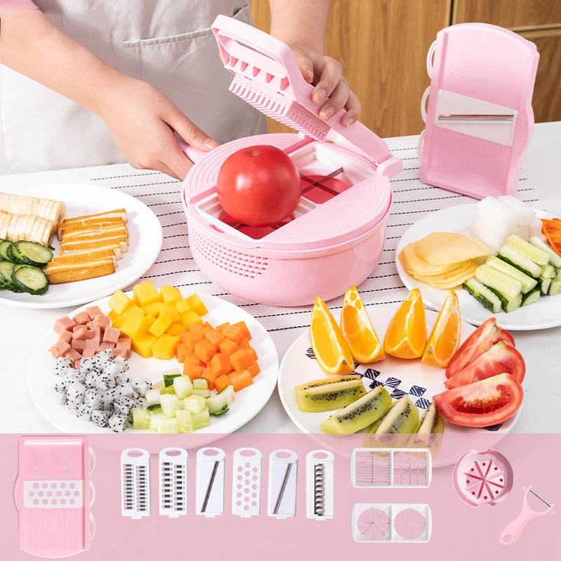 

Multifunctional Rotate Vegetable Cutter Potato Grater Fruit Shredder Mandoline Slicer Garlic Press Gadgets Home Kitchen Items