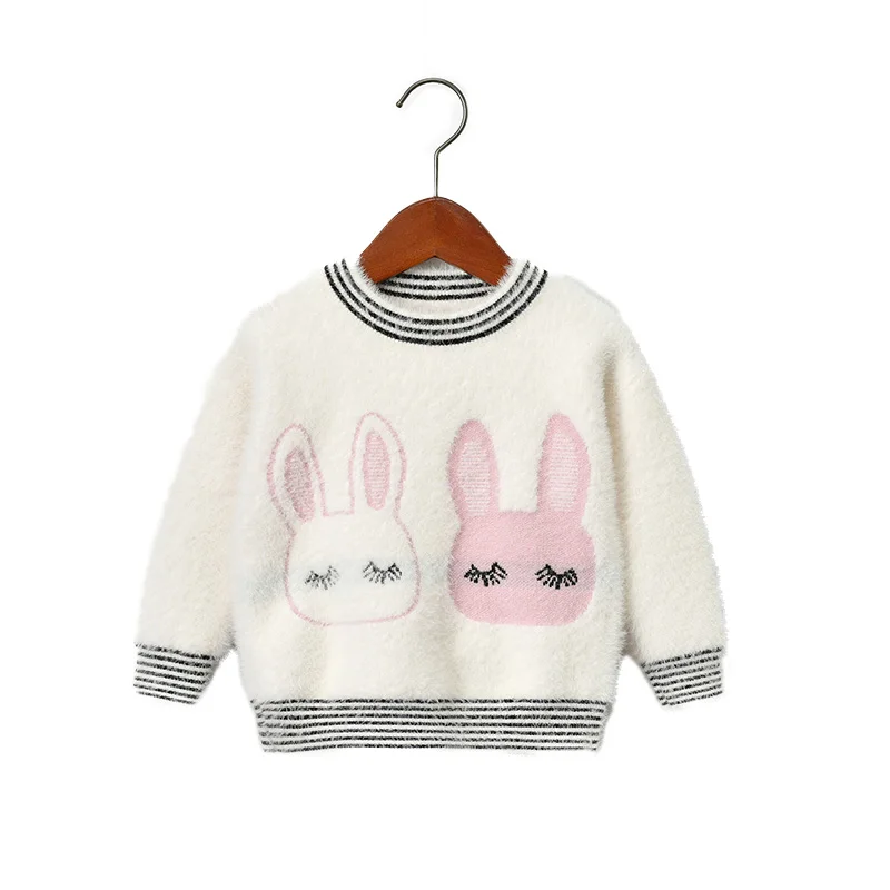 

Winter Baby Girl Sweater Fashion Clothes Lovely Sweater Rabbit Knitted For Children Imitation Water Velvet Girls Sweaters
