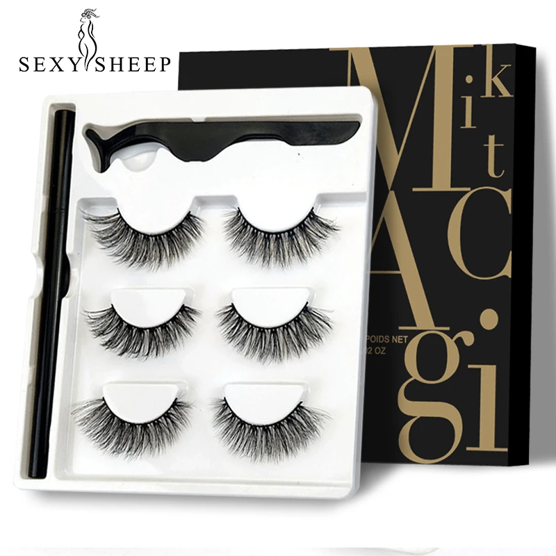 3 пары накладные ресницы и подводка для глаз|Накладные ресницы| |