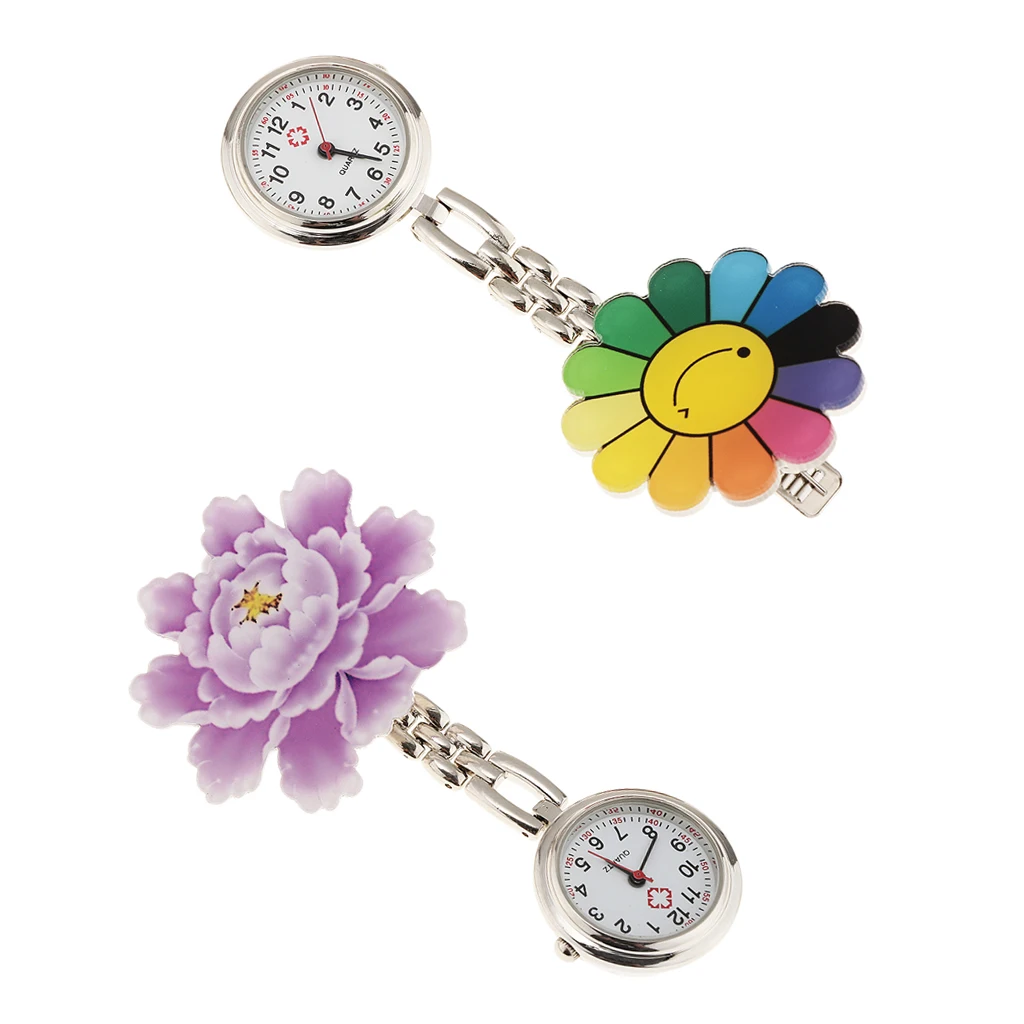 2Pcs Nurse Pocket Watch Women Paramedic Tunic Clip Brooch Doctor Fob Watches