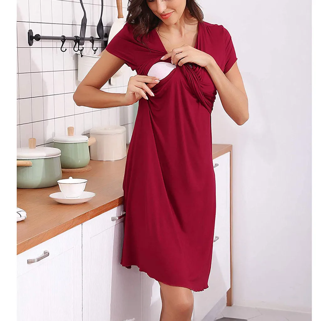 Платье для беременных с коротким рукавом, ночная рубашка для грудного вскармливания, платье для беременных, женское платье, 1212