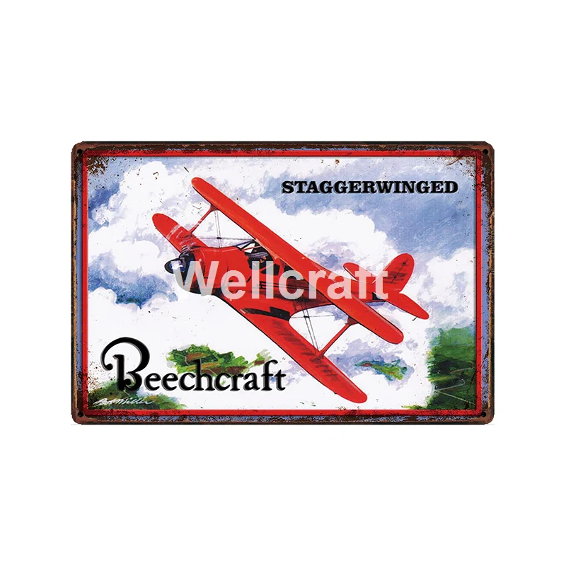 [WellCraft] самолет гонщик металлическая Настенная Наклейка оловянные знаки плакаты винтажная живопись LYME REGIS пользовательский Декор LT-2010 - Цвет: GLC-11880