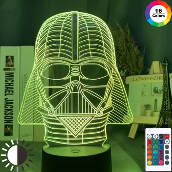 

3d LED Night Light Star Wars Character Darth Vader Helmet Nightlight for Child Bedroom Decoration Table Night Lamp Event Prize