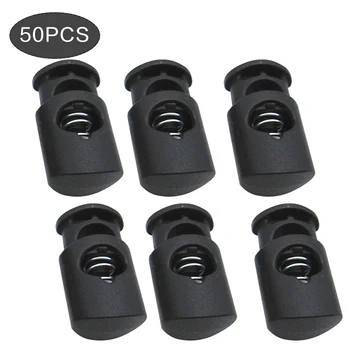 Billig 50PCS Kunststoff Schnur Lockhole Schaltet Clip Frühling Schließe Stopper Enden Bekleidung Bungee-seil Zubehör Bekleidungs Kunststoff Push-Lock