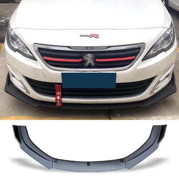 

Front Bumper Spoiler Protector Plate Lip Body Kit Carbon Surface Car Chin Shovel For Peugeot 408 2014-2018 And 308 2012-2014