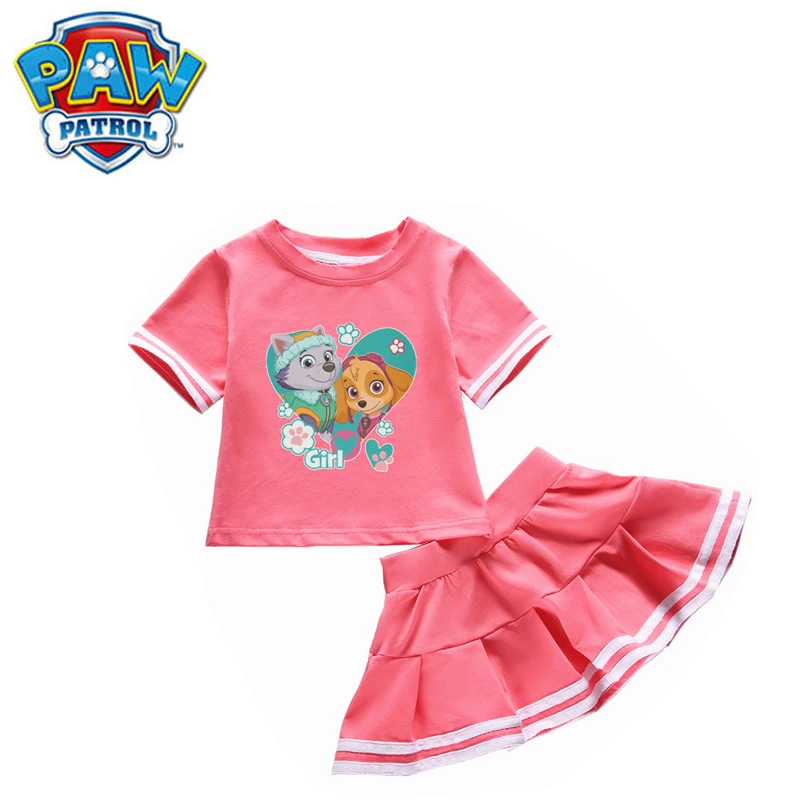 Echtes Paw Patrol Madchen Baby Kleidung Kinder Tragen Sommer Baumwolle Zwei Stuck Rundhals Rock T Shirt Set Clothing Sets Aliexpress 