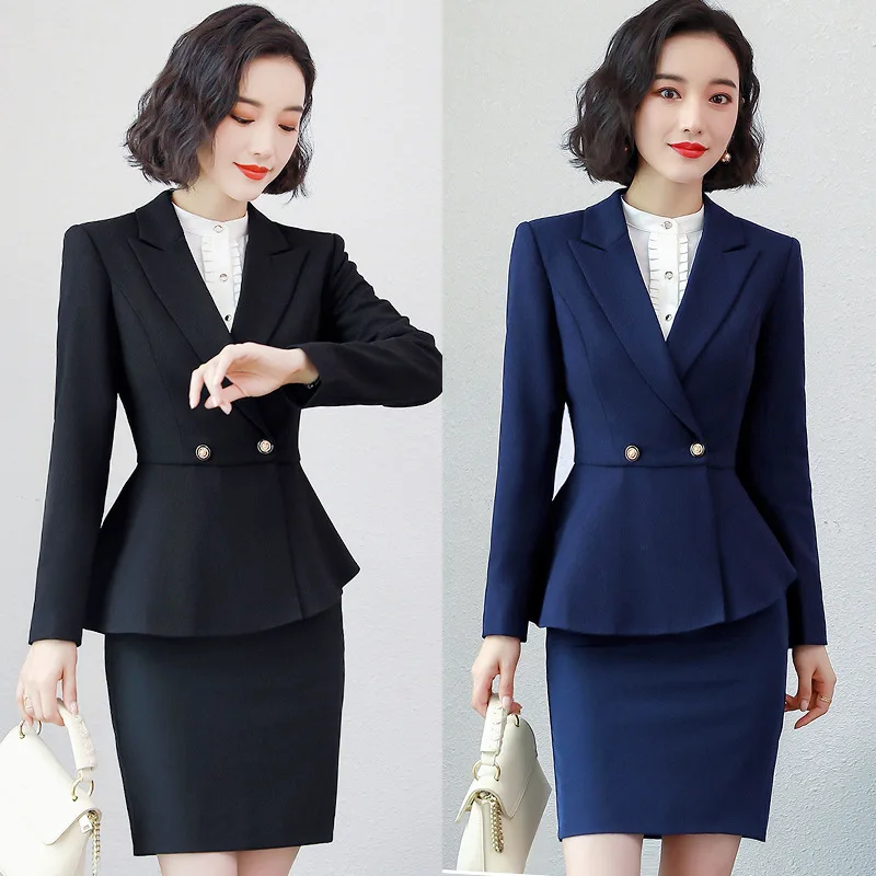 

2019 Autumn Business Suit Female Suit Set Going to Work Slim Fit Work Clothes Interview Formal Wear Workwear Fashion Suit Skirt