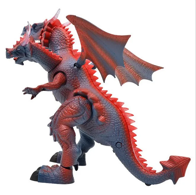 

Electric Dinosaur Model Infrared Flashlight Remote Control Three Head Fire Dragon Light Sound Will Walk Fear