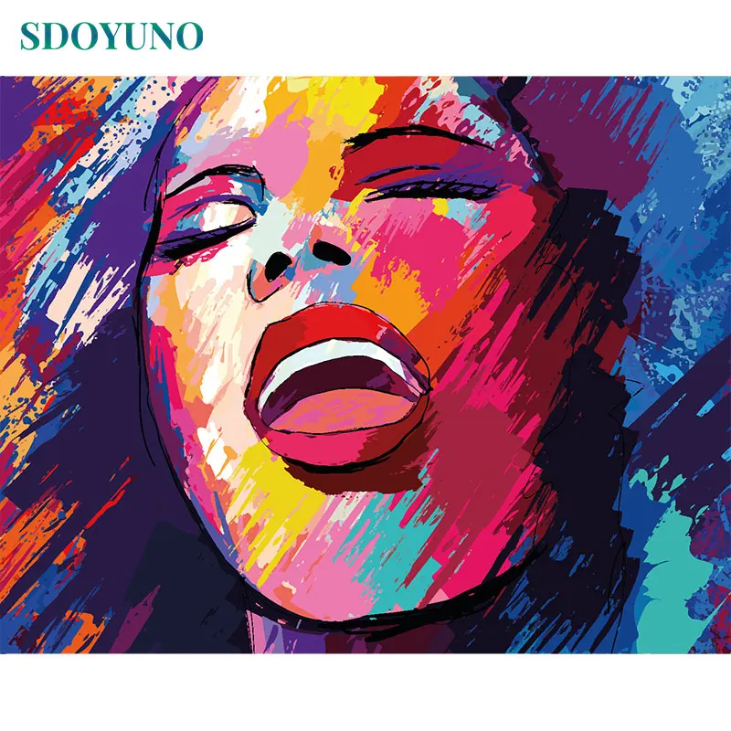 

SDOYUNO 60X75cm Colourful women Figure painting by numbers On Canvas DIY Frameless pictures by numbers For Unique Gift