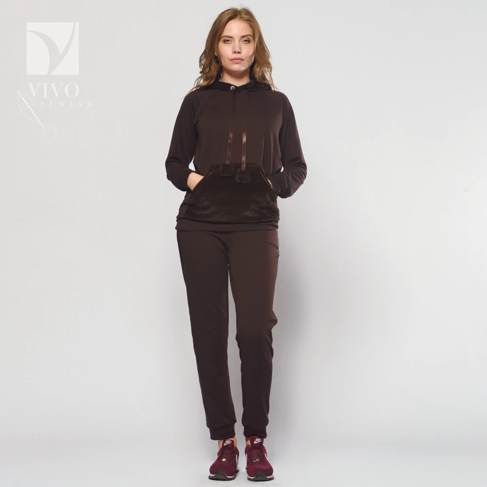 Худи Vivostyle женское с меховыми вставками | Женская одежда