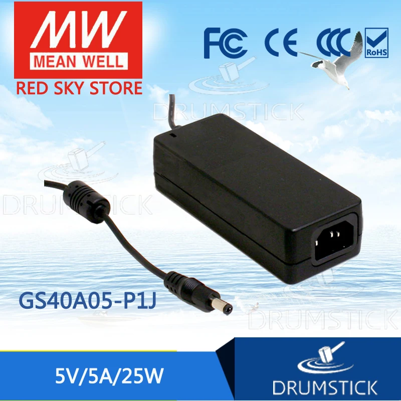 Бренд MEAN WELL представляет GS40A 25 Вт/40 ватт meanwell 5V5A 7.5V5.34A 9V4. 45A 18V2. 22A 48V0. 84A AC-DC промышленный адаптера переменного тока