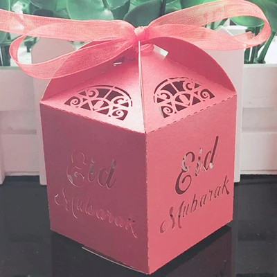 Красный 10 шт. Happy Eid Mubarak коробка для конфет украшения для Рамадана DIY бумажные подарочные коробки коробка для подарка исламский мусульманский аль-Фитр Eid вечерние поставки - Цвет: Красный