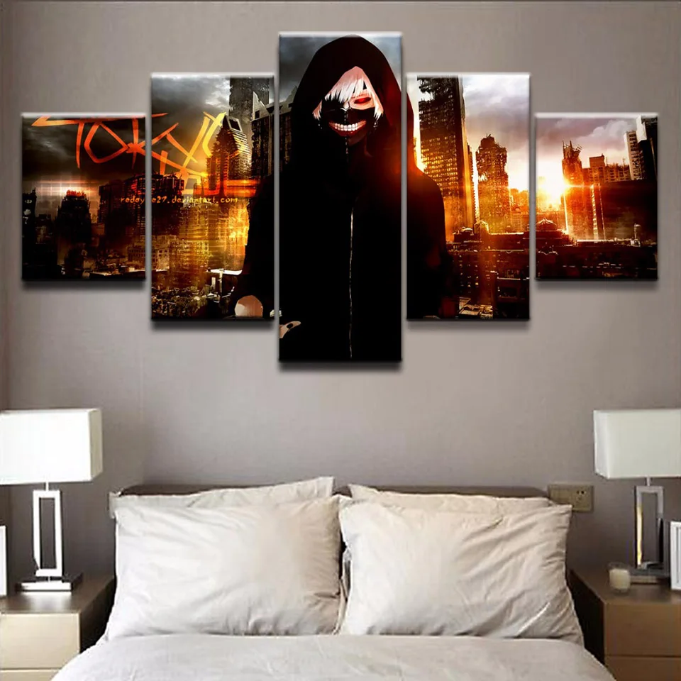 

Canvas Printed Poster Home Decorative 5 Pieces Tokyo Ghoul Paintings Animation Wall Art Pictures Living Room Modular Framed