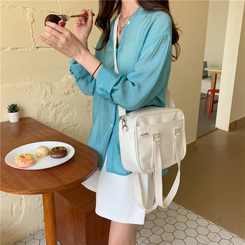 

Fashion Soft PU Leather Ladies Handbags Large Capacity Vintage Women Satchels Shoulder Bags Casual White Girl Tote Messenger Bag