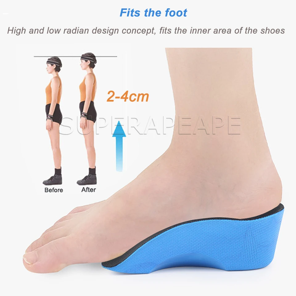 

Height Increase Insole 2/3/4cm Height Lift Shoe Heel Cushion Insert Taller Heel Pad Elevator insoles Foot Pads Unisex